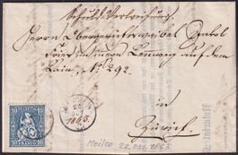 1863, Brief von MEILEN +handschriftliches Datum nach Zürich!