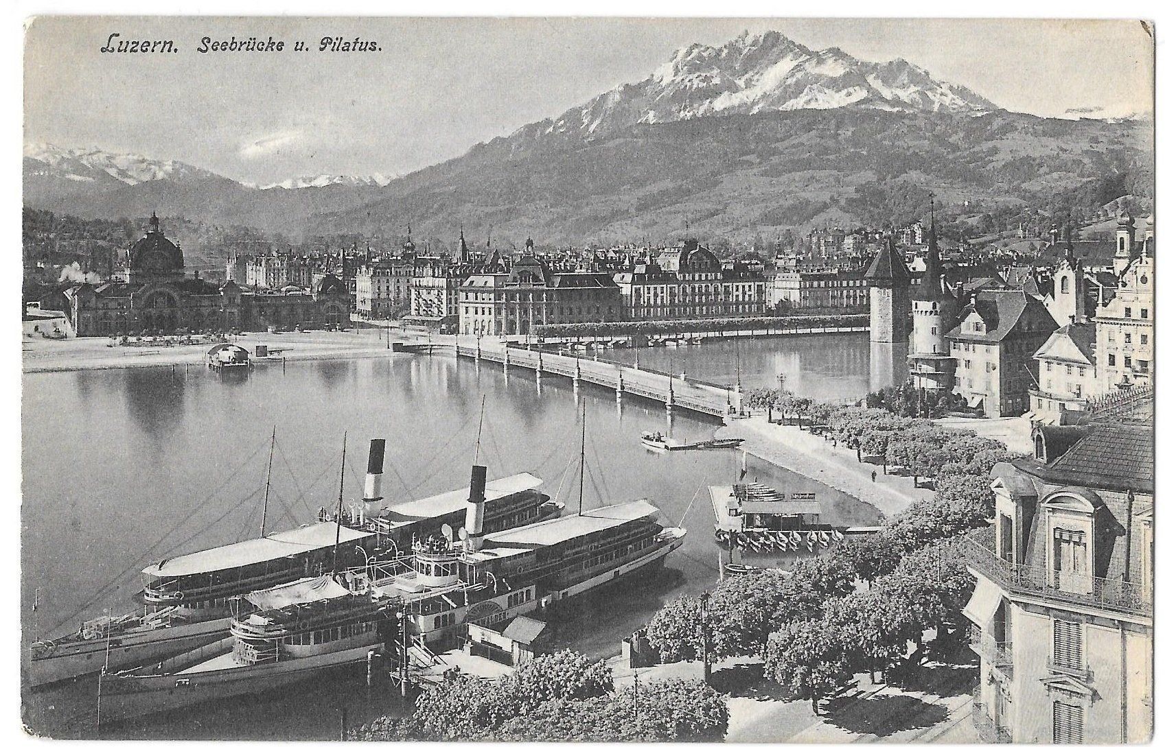 Cartoline postali: Luzern Seebrücke mit Dampfschiffen – Usato da Olten venduto da clotaldi