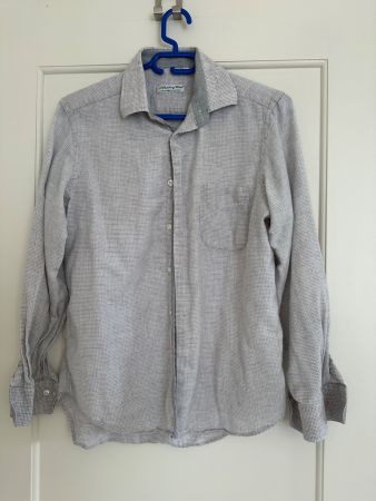 Herren Hemd S hellgrau/weiss kariert