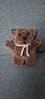 Handgemachter Teddybär, gehäkelt, braun, mit rosa Halstuch