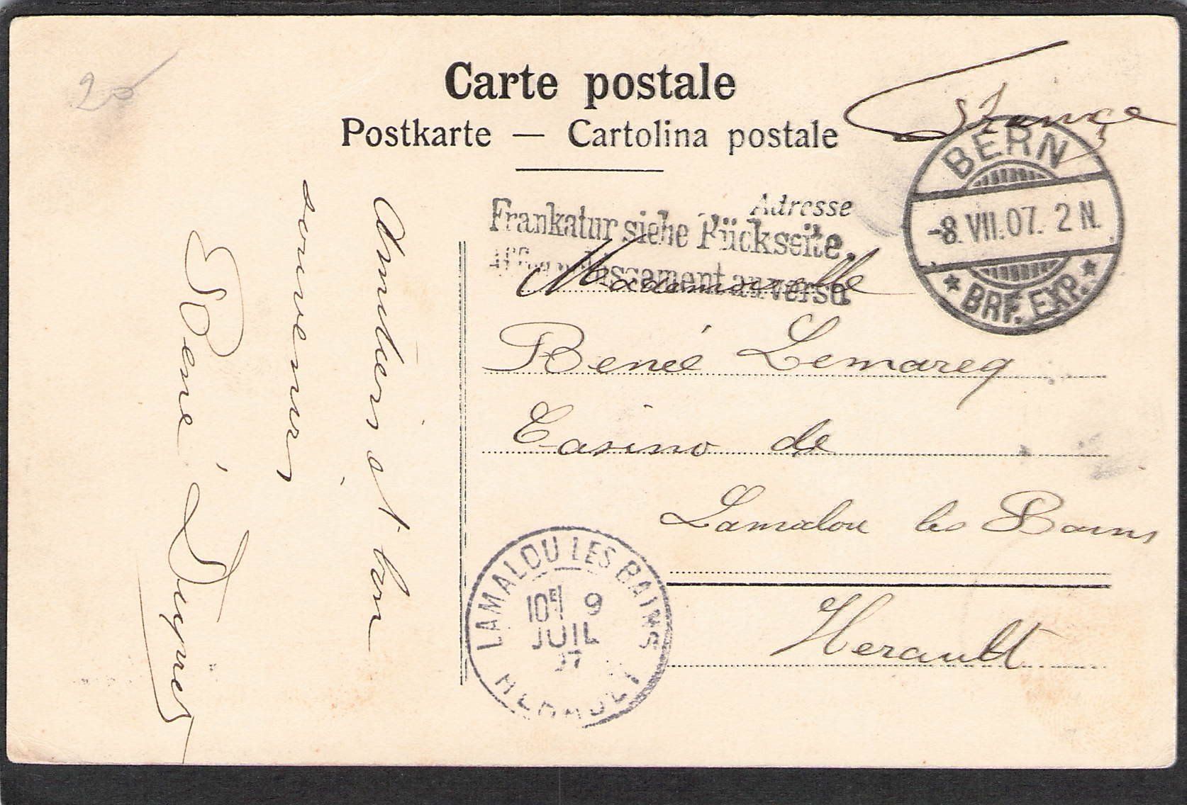 Cartoline postali: ,Bern ,Blick v. Murishalden , 1907 – Usato da Reichenburg venduto da ibiza18 1