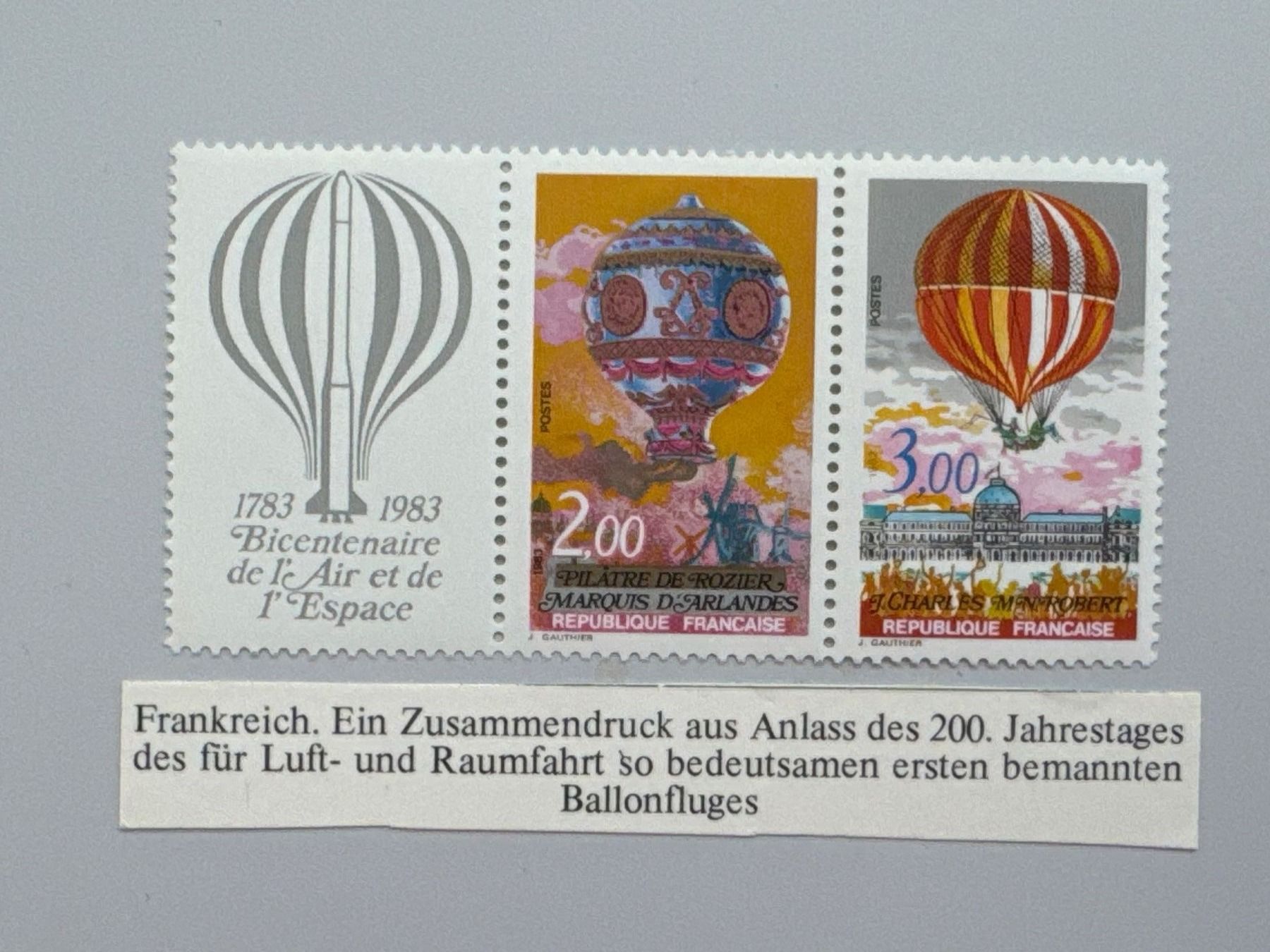 Tous les timbres: 1983 Frankreich Ballonflug – D'occasion à Küssnacht am Rigi par POSTOMASTER