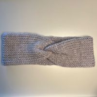 Stirnband handgestrickt Hellgrau 25x8cm Erwachsener NEU