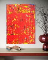 Gemälde, Acryl auf Leinwand, Rot/Gelb, Unikat! 50x70 cm