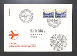 1954 Eröffnung Swissair ZÜRICH-SAO PAULO illustriert