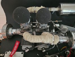 DLE 4-Zylinder Boxer-Benzinmotor mit Prüfstand, E-Starter, D