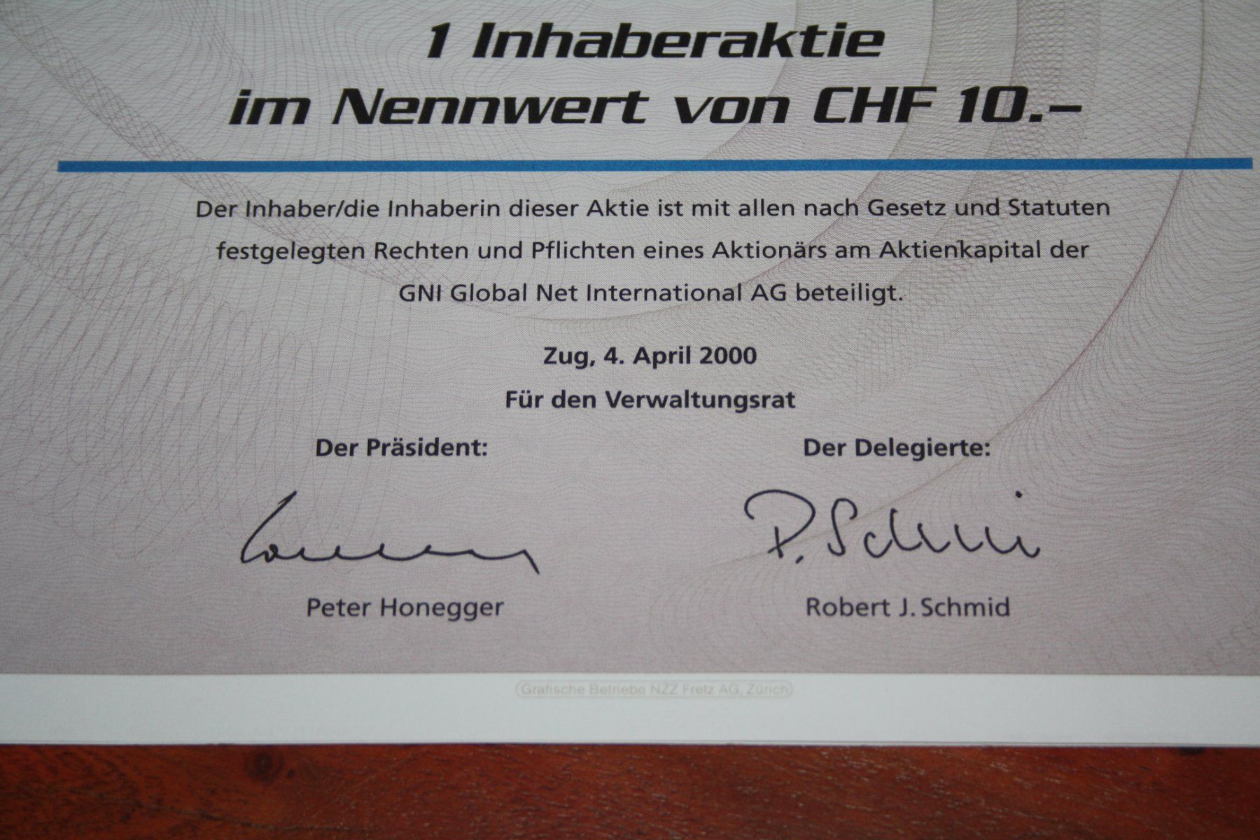 Dokumente: GNI Global Net International AG – Gebraucht aus Reinach BL von Runni 1