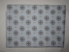 Baumwollstoff weiss/blau gestreift mit Kompass