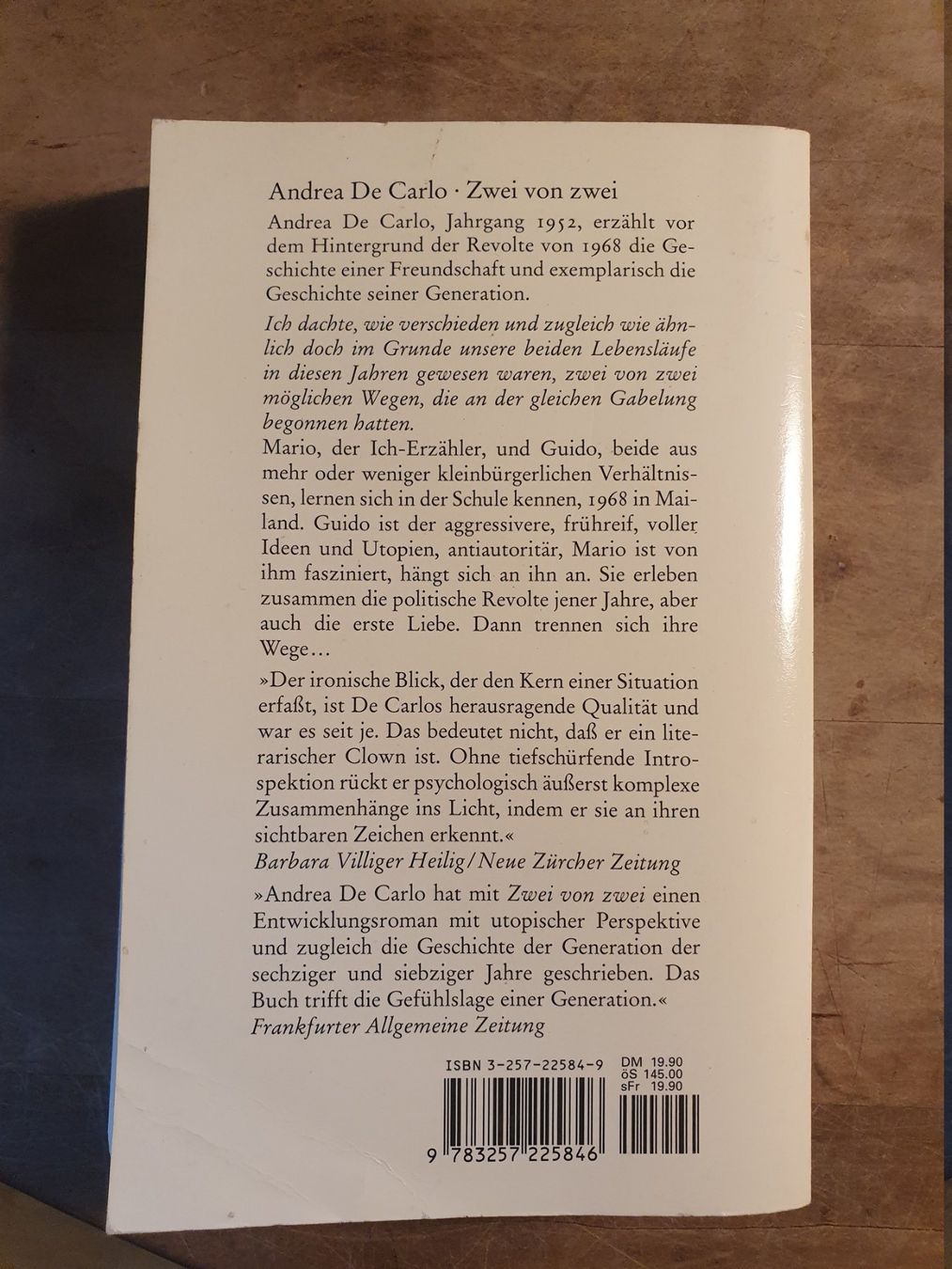 Libri: Zwei von zwei Andrea De Carlo Diogenes – Usato da Zürich venduto da loosebone 2