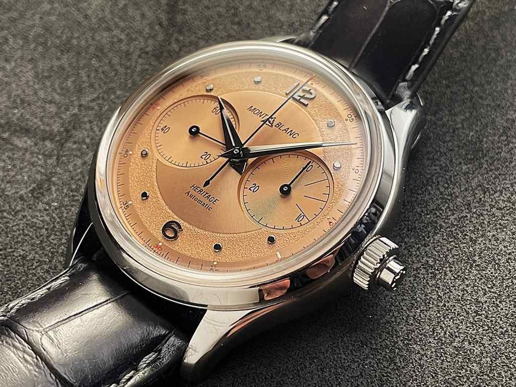 Montblanc Orologi: Montblanc Heritage Monopusher Chronograph,salmon dial,FS – Nuovo e nell'imballaggio originale da Luzern venduto da ChronoScope6004 6