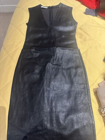 Prada Kleid Leder schwarz Stretch Grösse s-xs
