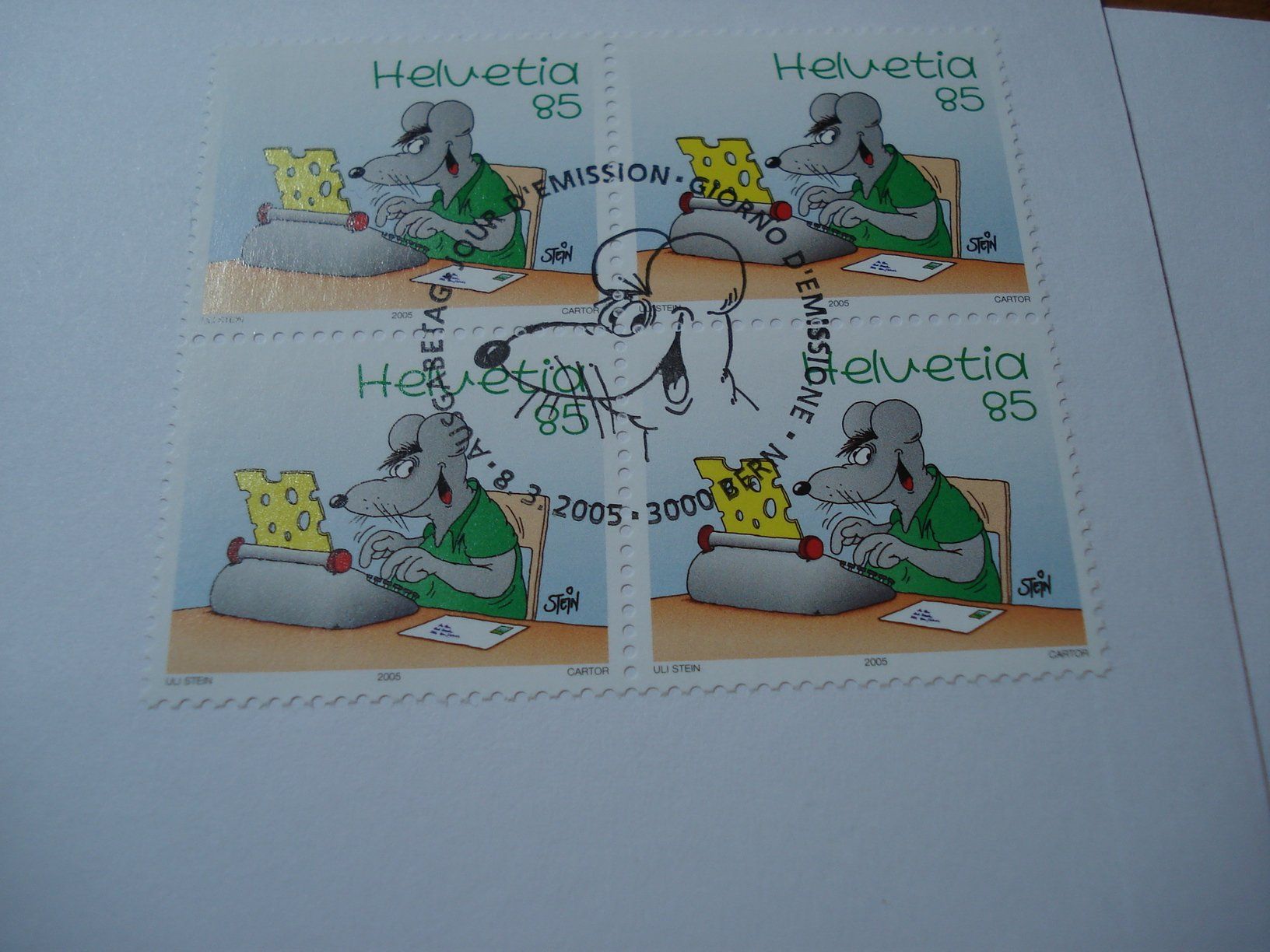 Tous les timbres: Uli Stein, Comicmaus, 2005, FDC Satz + 4erblock – D'occasion à Niederwil AG par morostahu