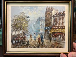 Ölgemälde Paris Strasse mit Markt guter Zustand (C. Burnett)