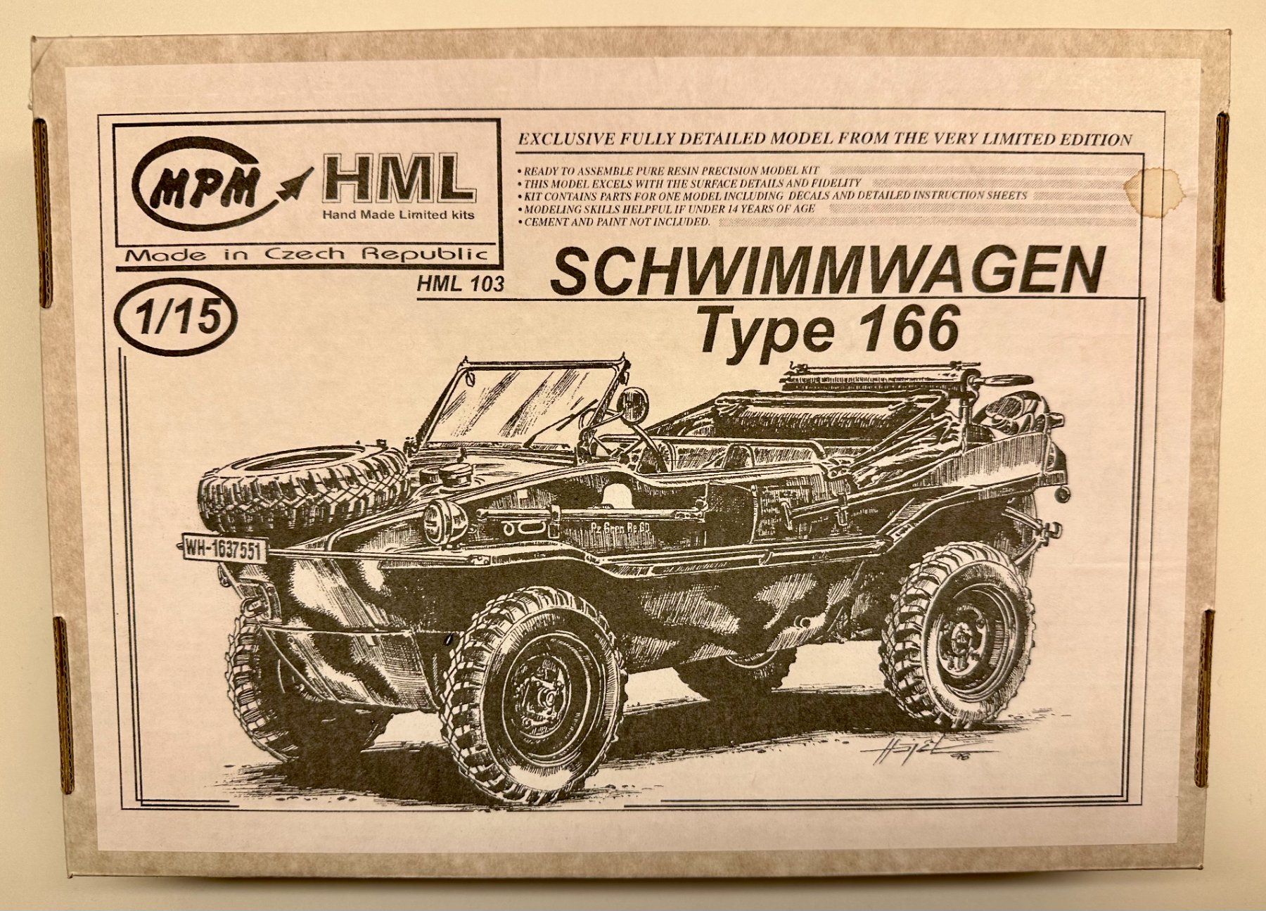 Kit di modellismo & Modellini statici: Schwimmwagen Typ 166 – Nuovo e nell'imballaggio originale da Lenk im Simmental venduto da AFM-Modellbau