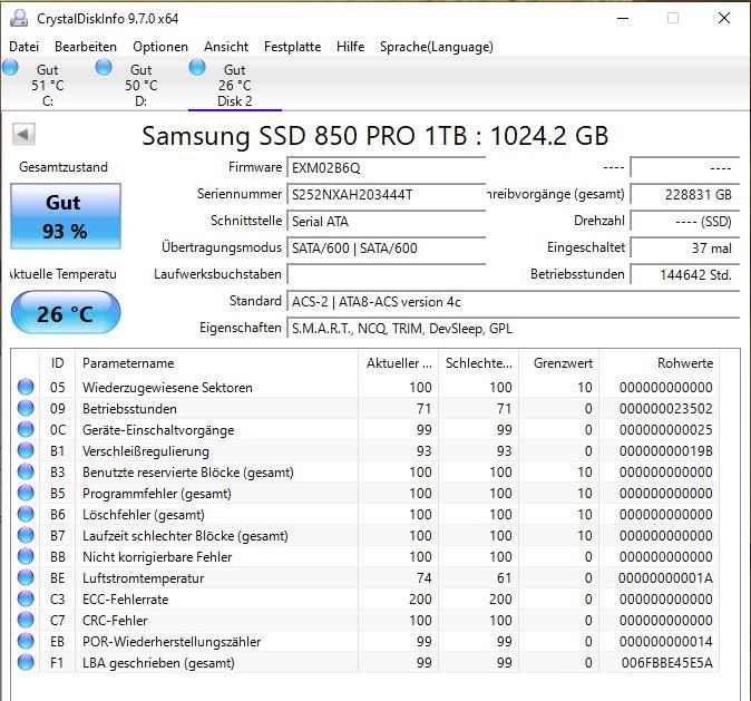 Samsung Harddisks: Samsung SSD 850 Pro 1.0TB – Gebraucht aus Gossau SG von luuuda_chris 2