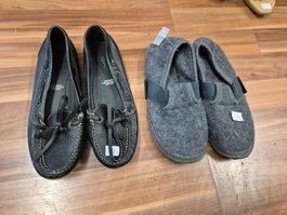 Leder Mokassins oder Giesswein-Hausschuhe gr 36 B9
