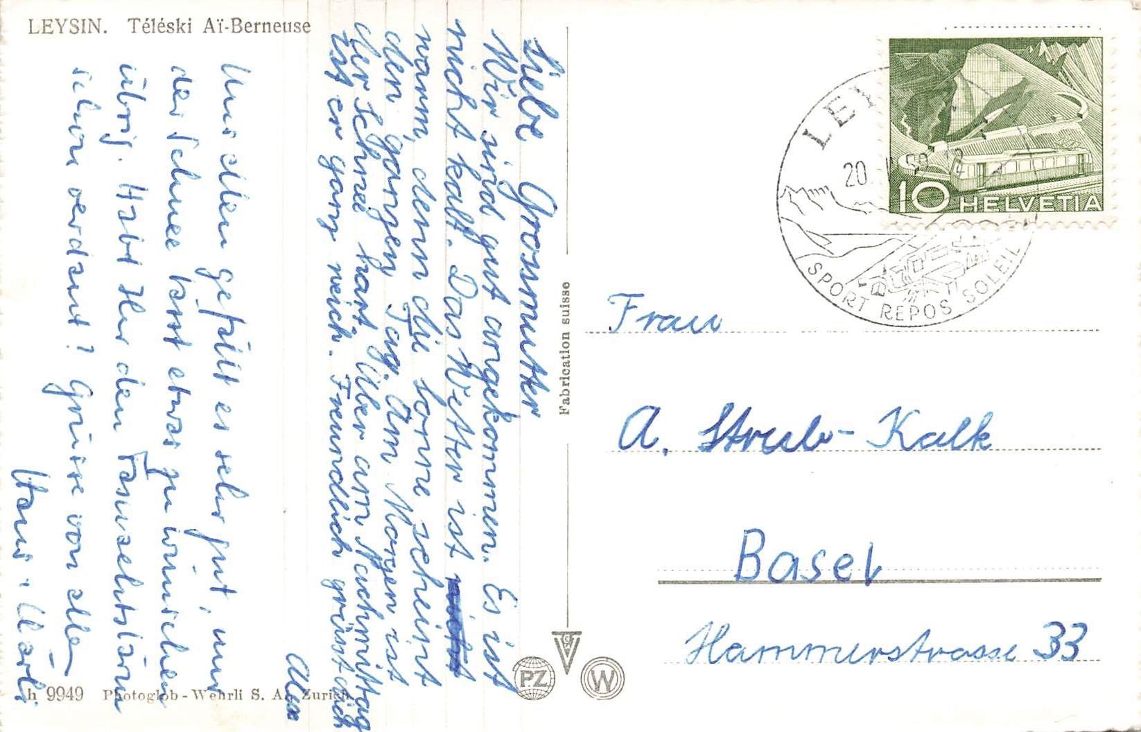 Cartoline postali: Leysin teleski ai berneuse – Usato da Biasca venduto da Blenio71 1