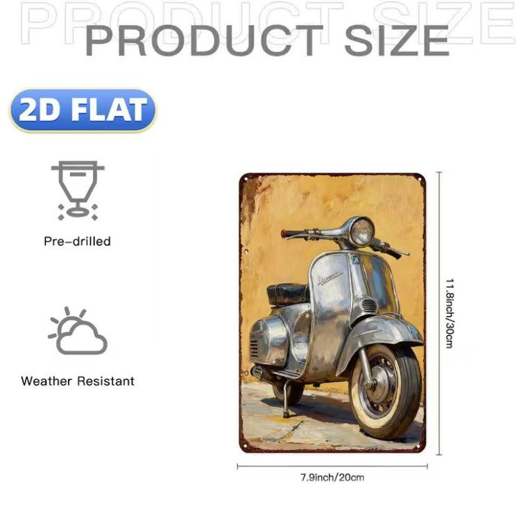 Schilder: Schild Vintage Vespa Silber – Neu und originalverpackt aus Gerlafingen von Tsuru 1