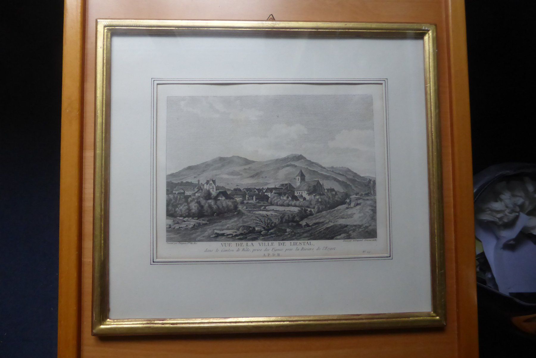 Incisioni: Perignon " Liestal " BL im Echtgoldrahm ü Eck 31 x 36 cm – Nuovo e nell'imballaggio originale da Brunnadern venduto da lavendel