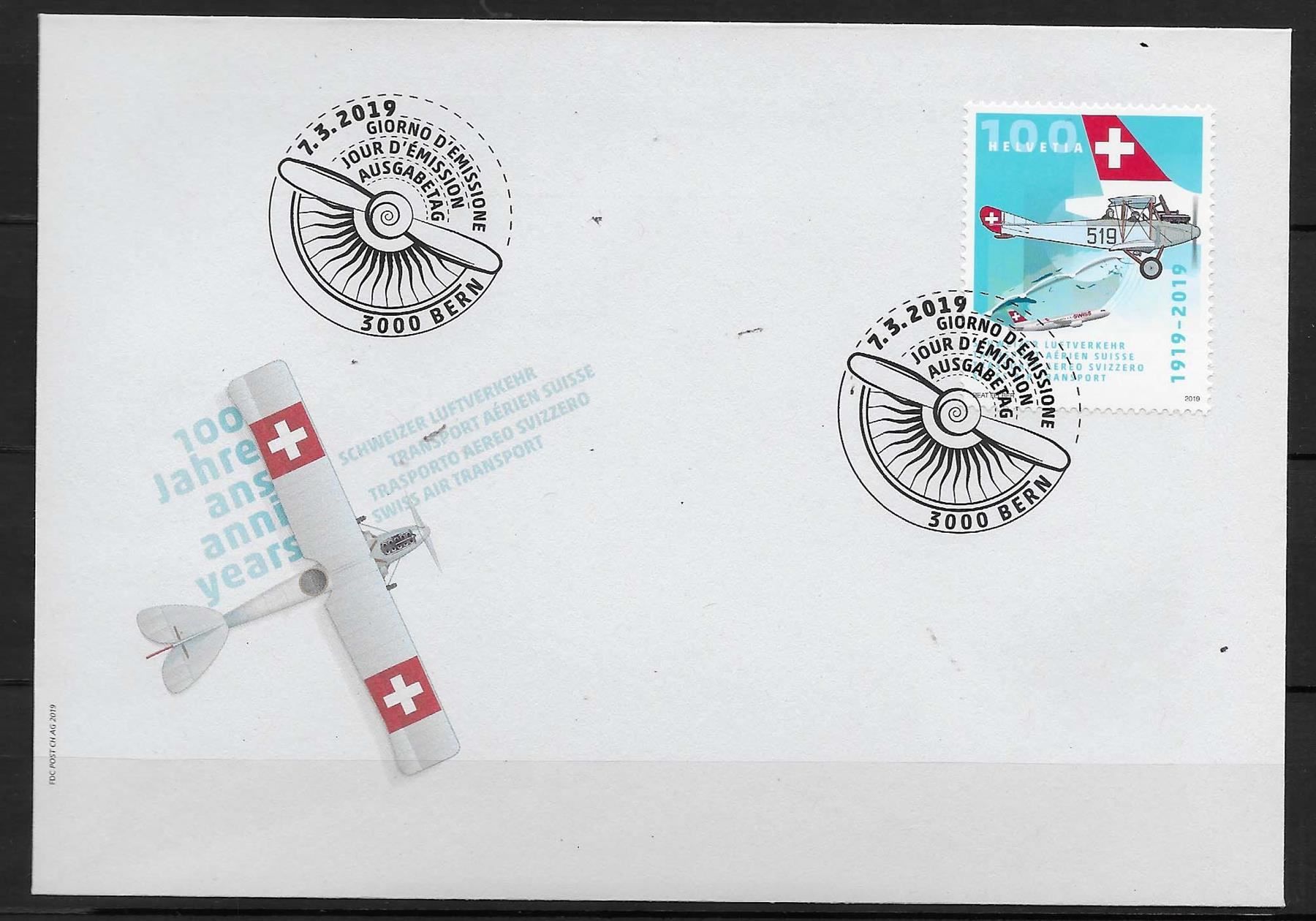 Tutti i francobolli: F1722 - FDC Trafic aérien suisse – Usato da Trélex venduto da Phil_Albert