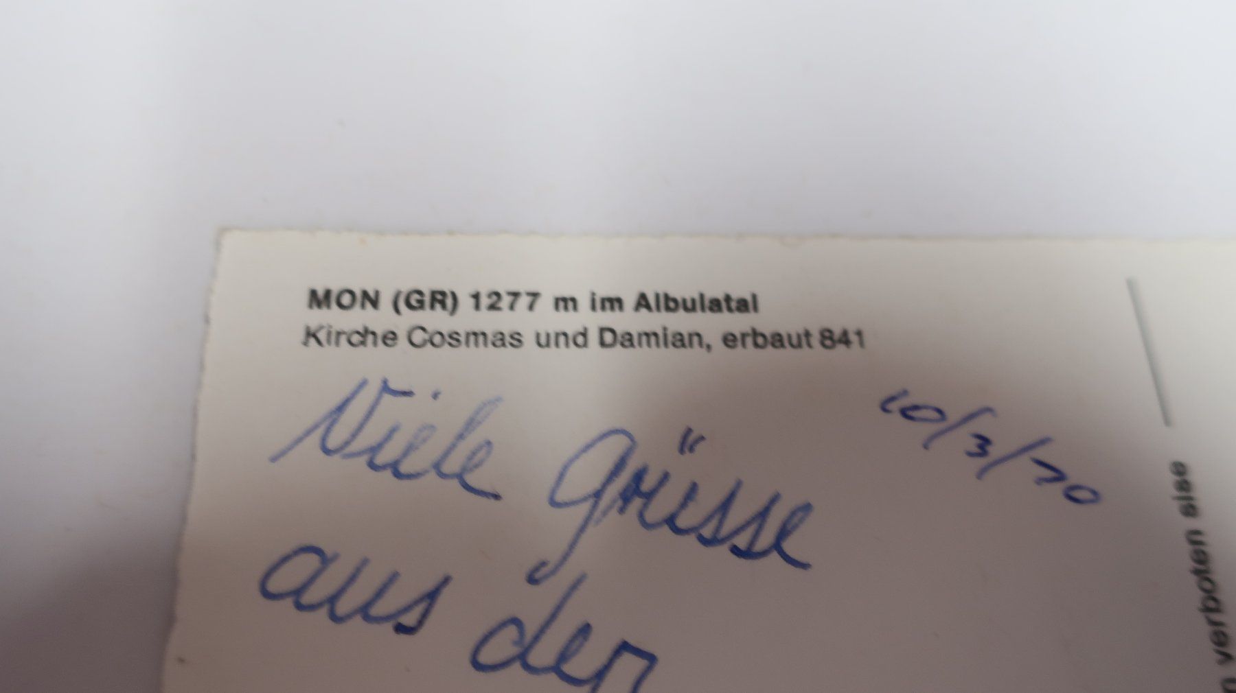 Ansichtskarten: Mon (GR) im Albulatal  1970 – Gebraucht aus Cormoret von Pascalll2001 4