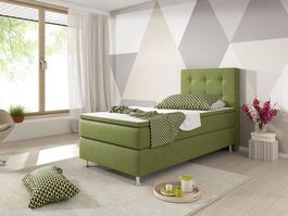 Boxspringbett 90x200 Grün Einzelbett Bett Hotelbetten