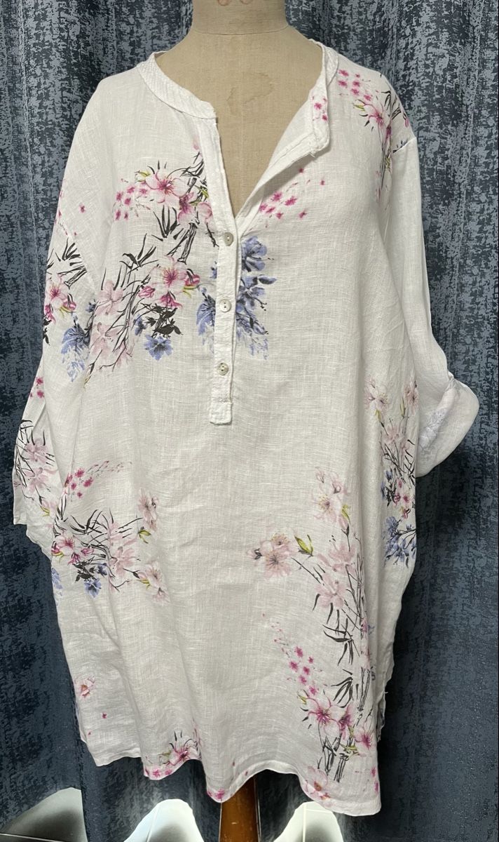 Camicette: Sommerliche Leinenbluse mit Blumenmuster, Grösse 48 – Nuovo (secondo la descrizione) da Eglisau venduto da regulmei