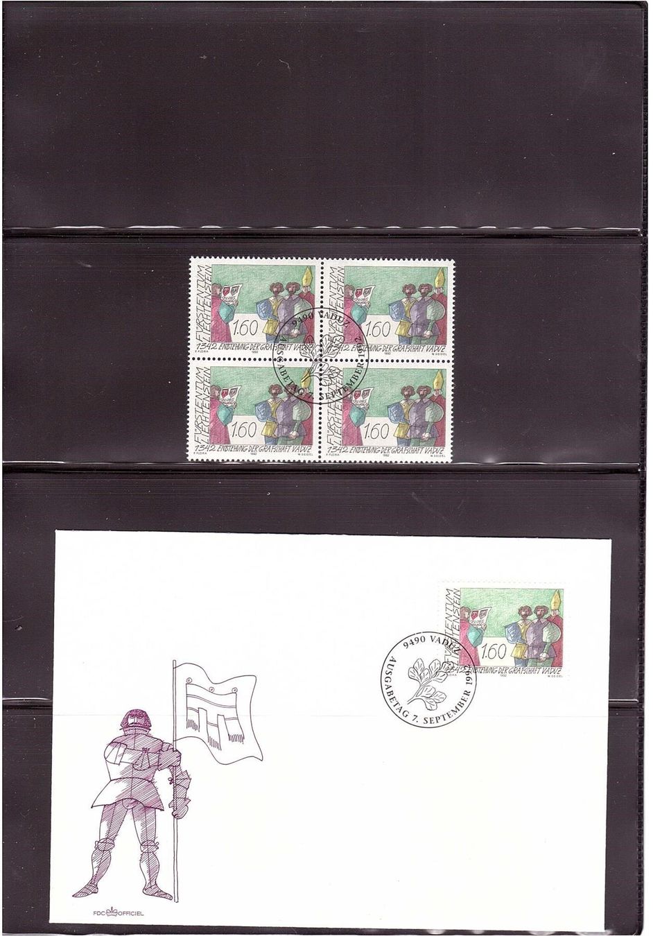 Alle Briefmarken: 1992 Grafschaft Vaduz FDC + 4er – Neu (gemäss Beschreibung) aus Rheinau von loxis