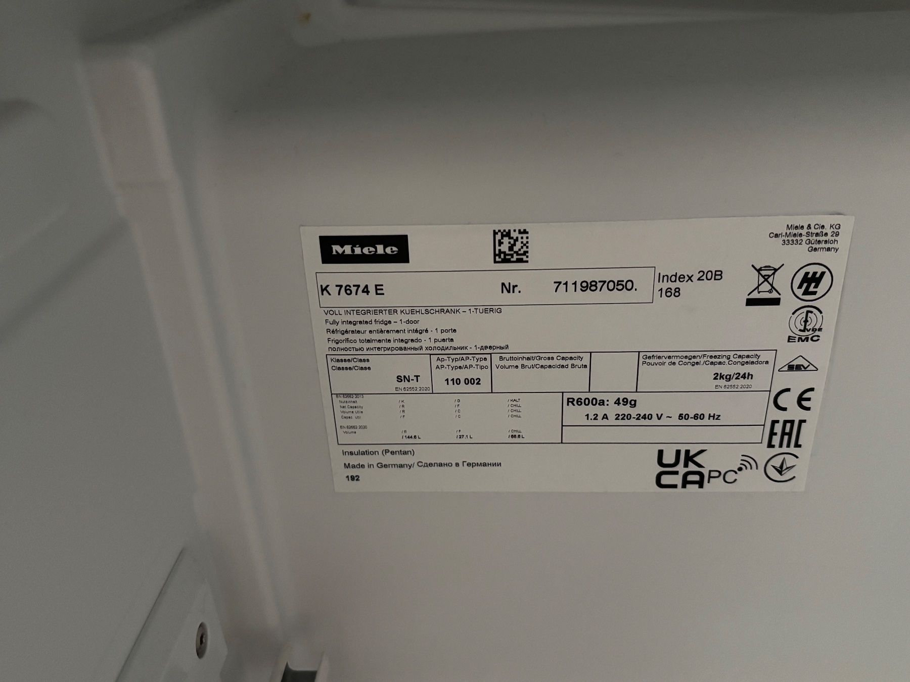 Miele Frigoriferi: Miele Einbau-Kühlschrank – Usato da Basel venduto da regulas 2