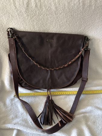 Sac bandoulière IKKS en cuir marron automne comme neuf!