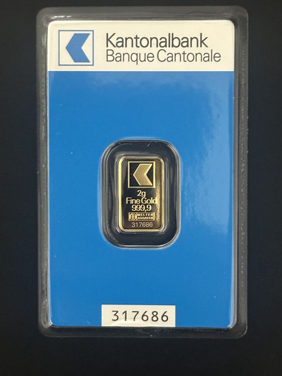 Metalli preziosi: Goldbarren 2 g Kantonal Bank – Nuovo e nell'imballaggio originale da Untersiggenthal venduto da byiggy