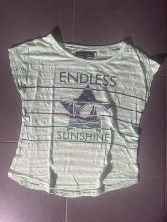 T-Shirt mint gestreift, Sommer Motiv, Gr. 140