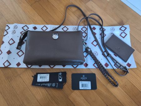 Clutch by ADAX Cormorano Combi Nellie Latte neu! Braun Leder