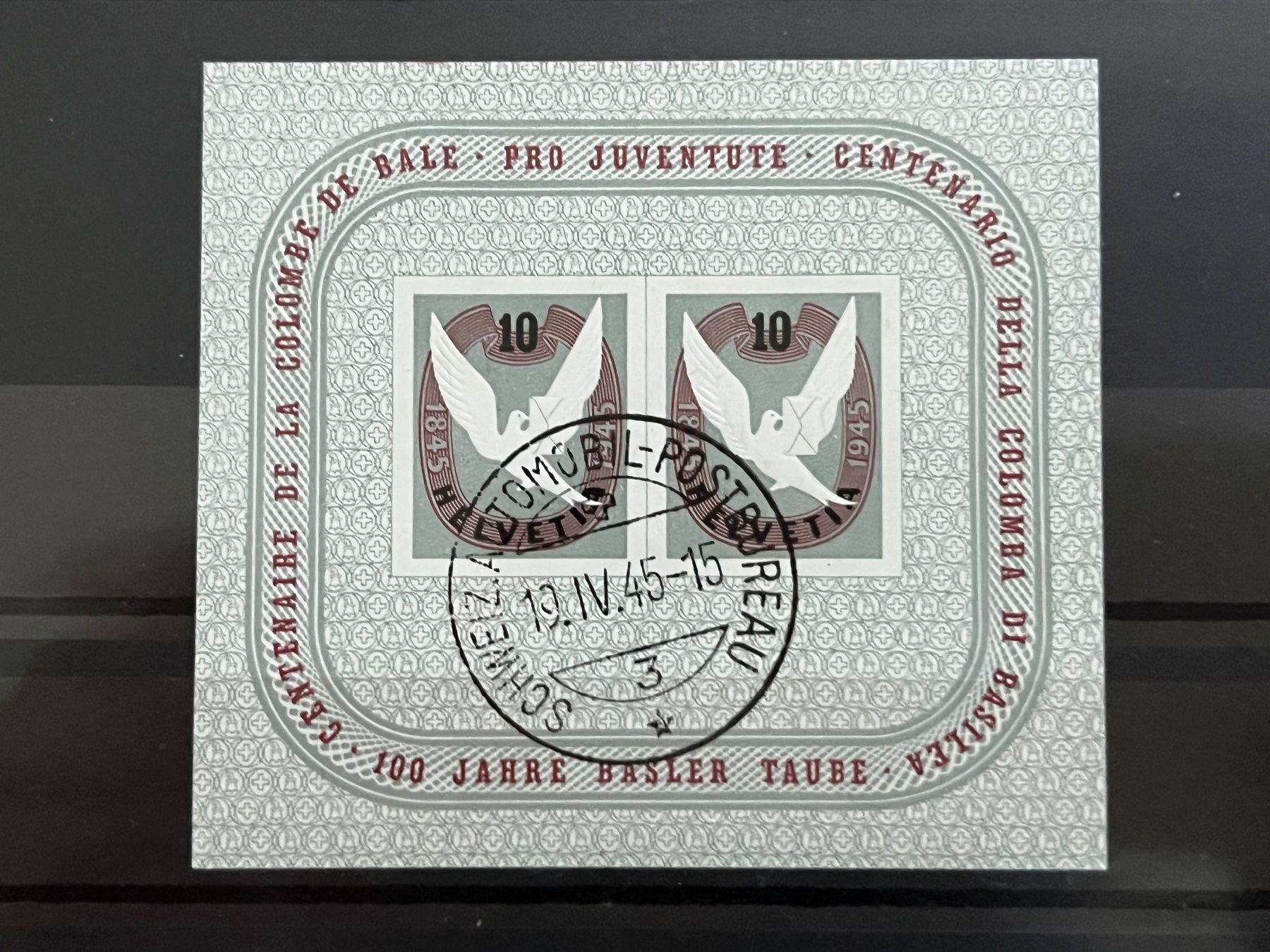 Tutti i francobolli: Bogen 100 Jahre Basler Taube, 1945 – Usato da Romanshorn venduto da luxcollect