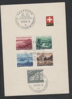 Pro Patria Satz 1955 auf PTT Faltblatt mit SonderstempelS397