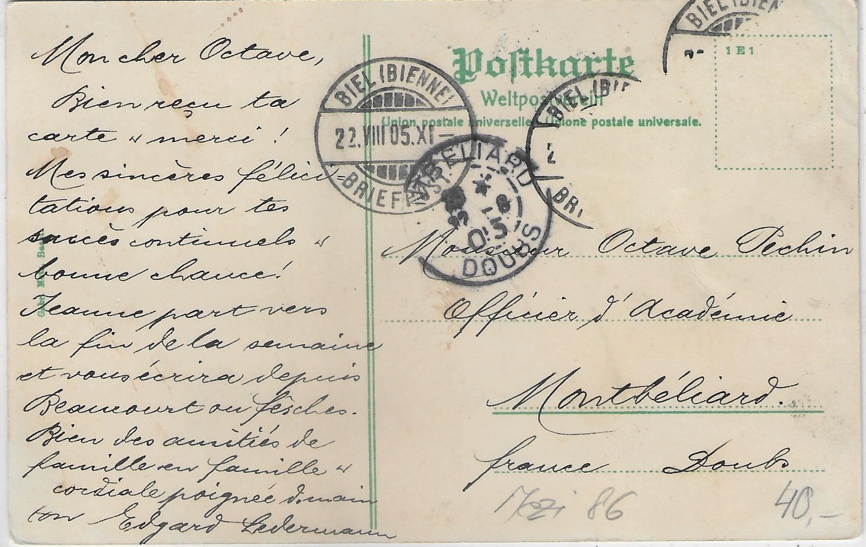 Cartoline postali: Biel-Bienne Ecole d'Horlogerie et – Usato da Ettingen venduto da Kartenplanet 1
