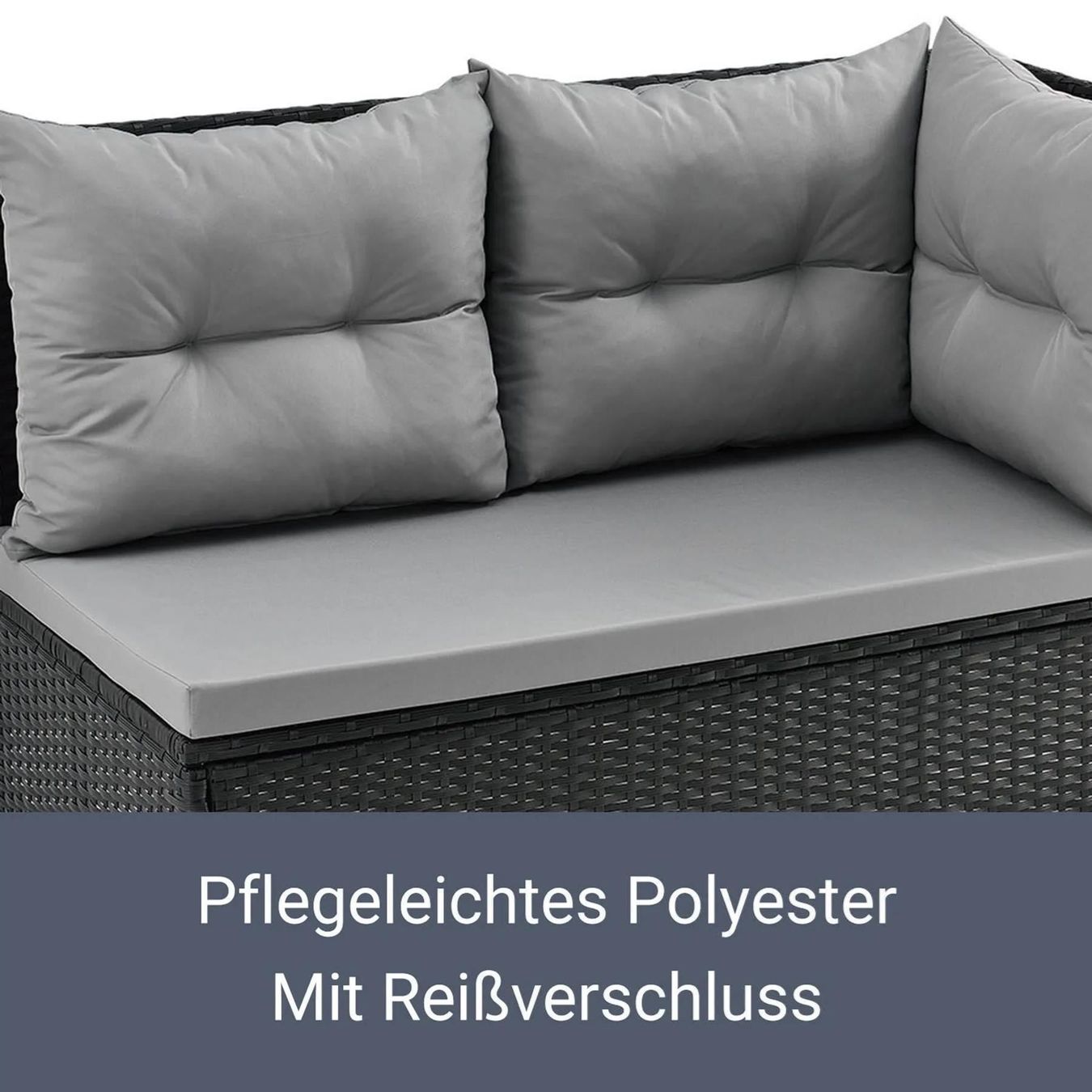Set di tavolo e panche: Polyrattan Lounge Manacor schwarz Gartenlounge mit Sofa – Nuovo e nell'imballaggio originale da Wallenwil venduto da toesstal-vertrieb 6