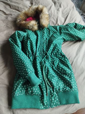 Blutsgeschwister Winterjacke XS, grün gepunktet,Top!