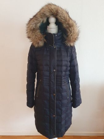 Winter-Daunenjacke Gr. 40 mit Kapuze Echttfell dunlel blau