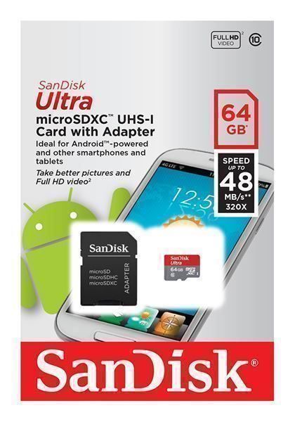 Sandisk Schede di memoria: Sandisk Ultra microSDHC Karte 64GB 48MBs – Nuovo e nell'imballaggio originale da Zürich venduto da wearehappy