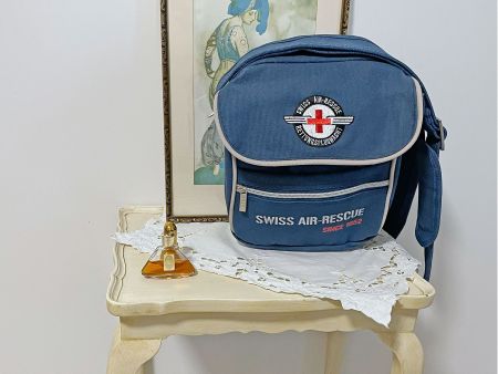 Tasche Umhängetasche jeansblau Swiss Air Rescue rega VINTAGE