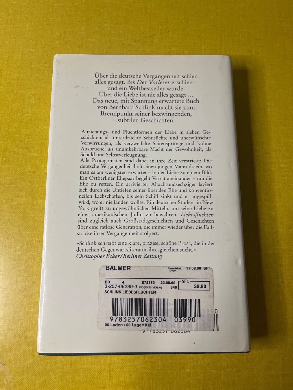 Libri: Bernhard Schlink - Liebesfluchten – Usato da Brugg AG venduto da corkycanada 1