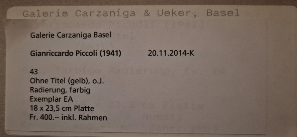 Gianriccardo Piccoli, acquaforte (Gebraucht) in Aldesago für CHF 40 ...