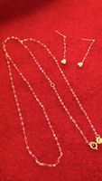 Set 18k Roségold Halskette mit herzförmigen Ohrringen