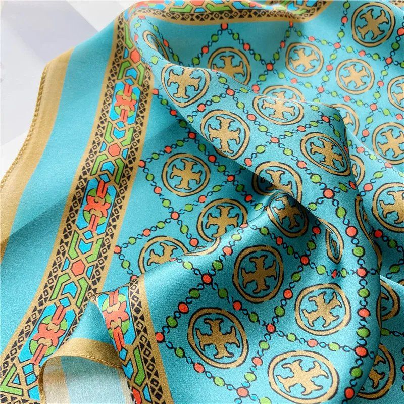 Foulard & Sciarpe: New 68cm 100% Silk Scarf Chain Pattern Teal Neckscarf – Nuovo e nell'imballaggio originale da Baar venduto da virginiablossoms 3