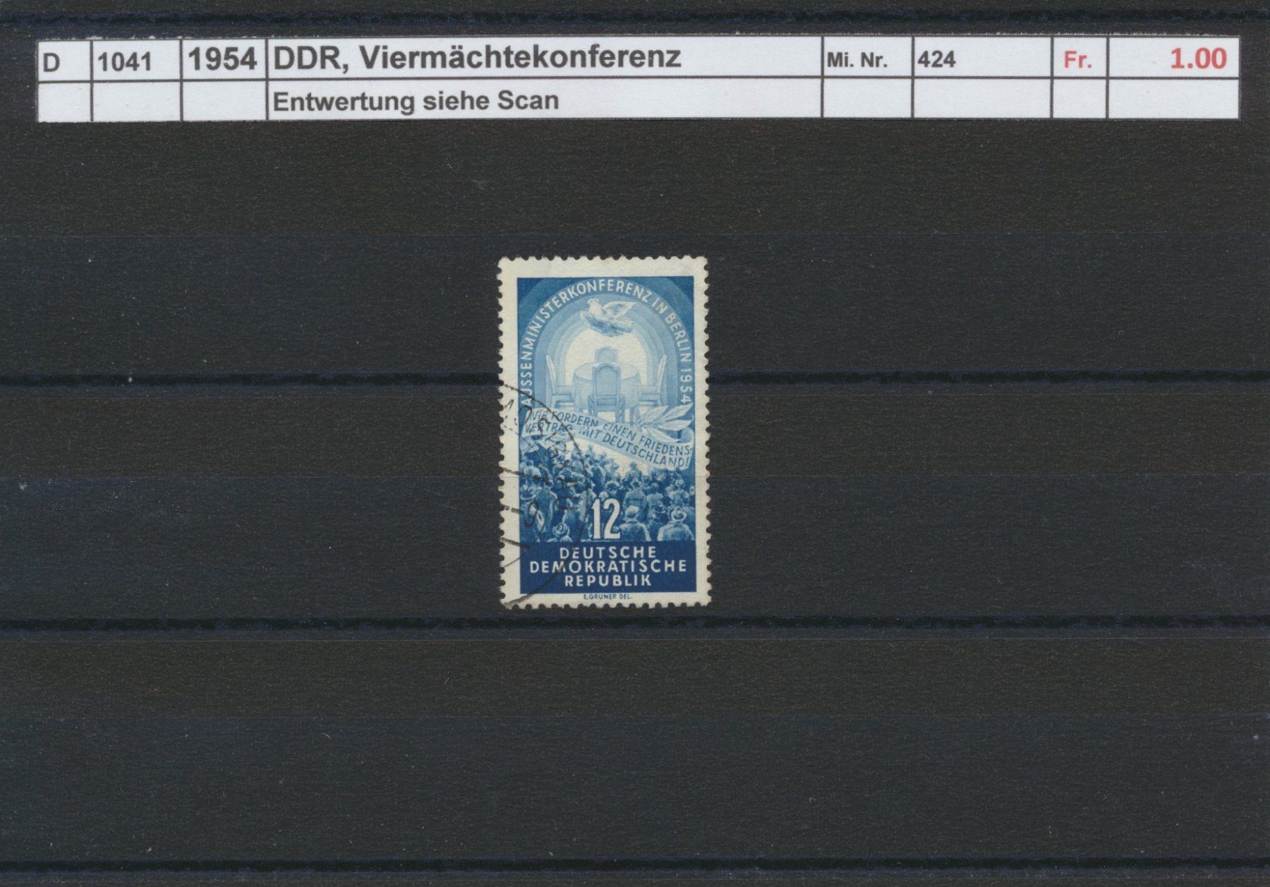 Tutti i francobolli: 1954 DDR, Viermächtekonferenz, gestempelt – Usato da Winterthur venduto da Zupogeru