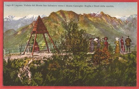Monte San Salvatore Touristen - verso Monte Camoghe ca. 1915