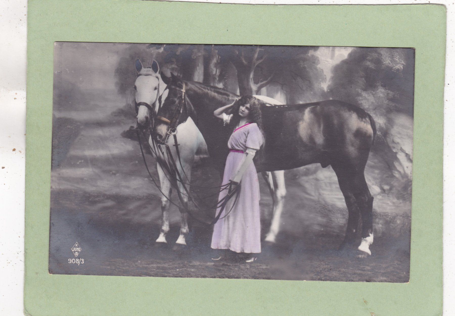 Cartoline postali: Kitsch Frau mit Pferden – Usato da Herisau venduto da Lisegrat2008