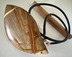 8.5cm XL Jaspis Silber gefasst Kautschuk Statement Collier