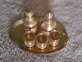 Miniature Geschirr-Set Messing 6-teilig gebraucht,Puppenhaus